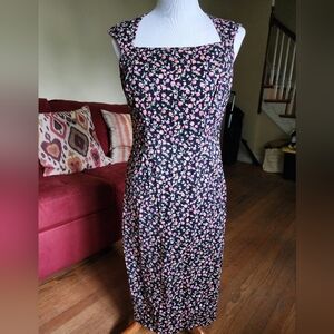 Maggy London Blue Sheath Midi Dress with Spaghetti Straps